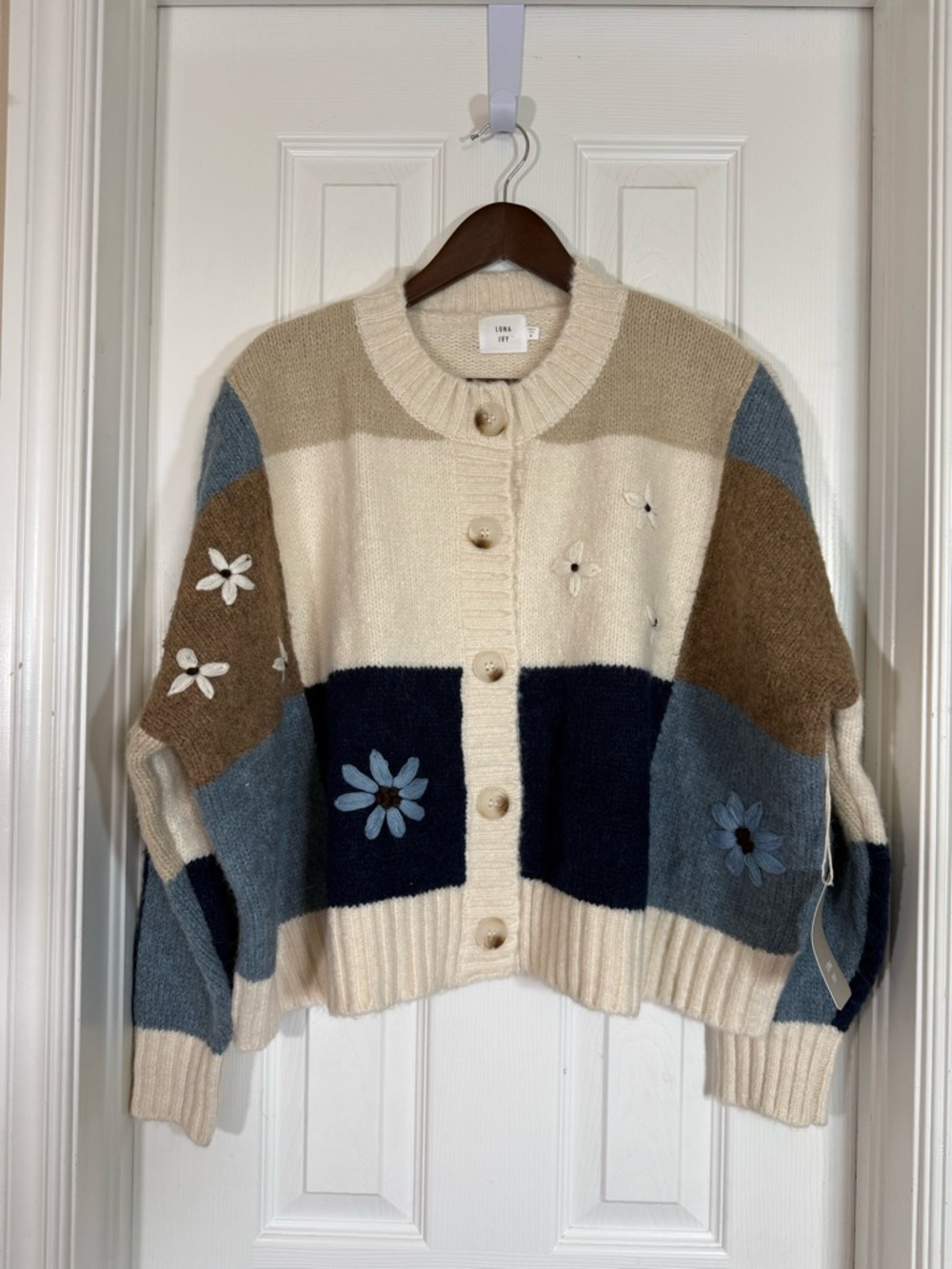 Luna Ivy by Anthropologie Patchwork Oversized Women’s Floral Cardigan Sweater